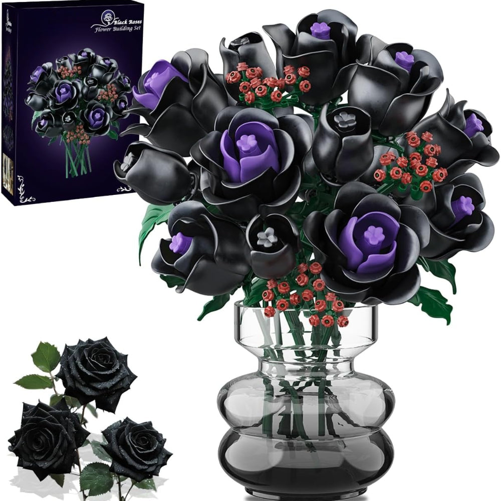 set building blocks featuring black roses part a botanical