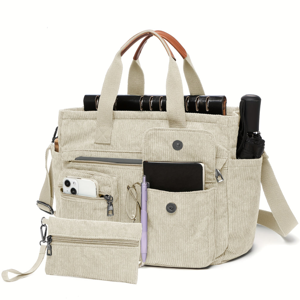 2pcs set womens large corduroy tote bag perfect a laptop bag