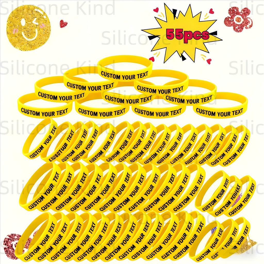 custom 55pcs inspirational quote rubber wristbands bulk