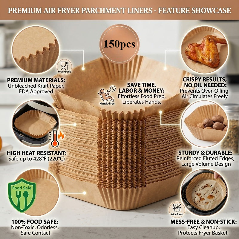 150pcs square air fryer liner paper disposable non stick oil