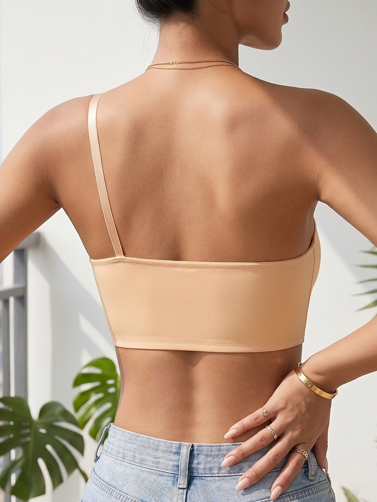 womens one shoulder bandeau front closure push bra wire free