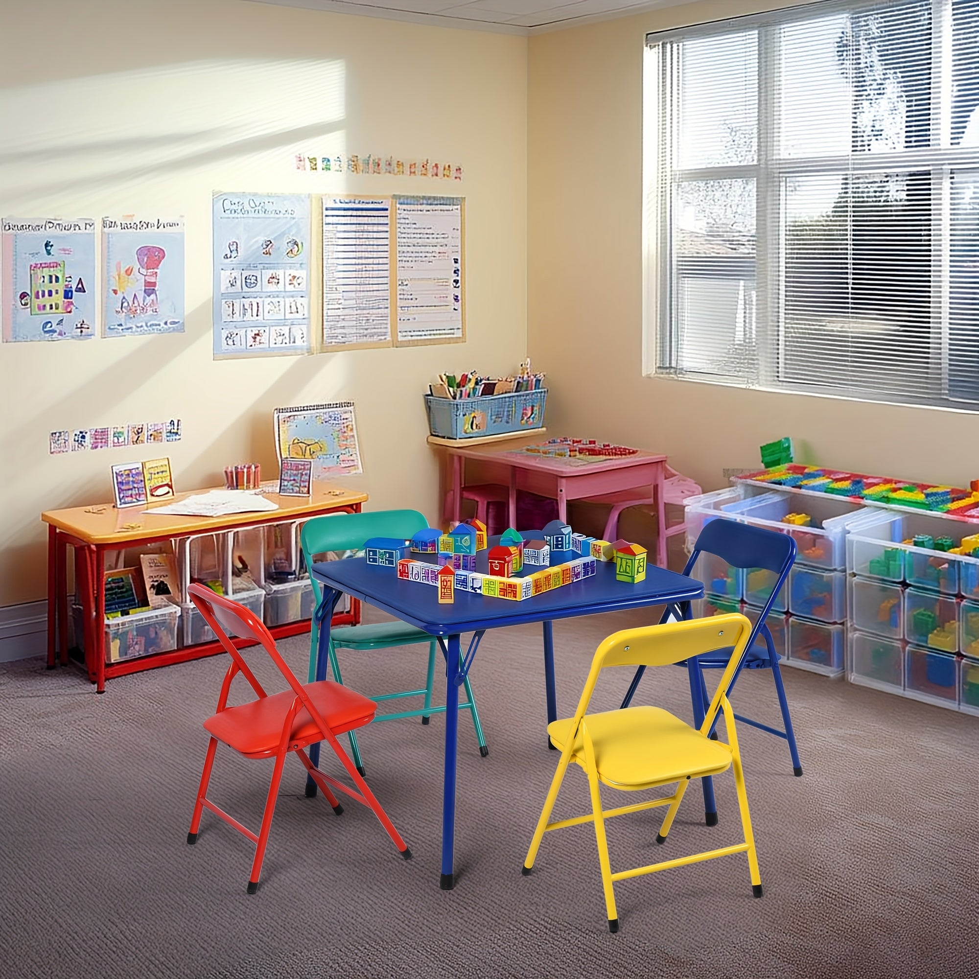 colorful folding table chair set lightweight compact easy