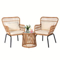 3pcs boho outdoor small patio furniture chair set beige