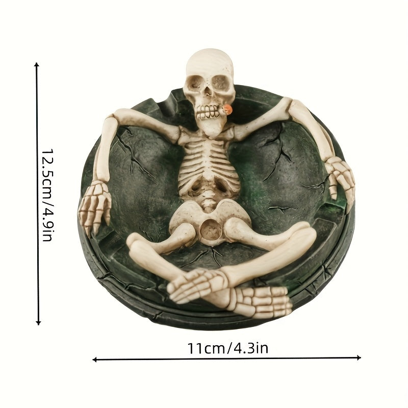1pc gothic round skeleton ashtray durable   decor