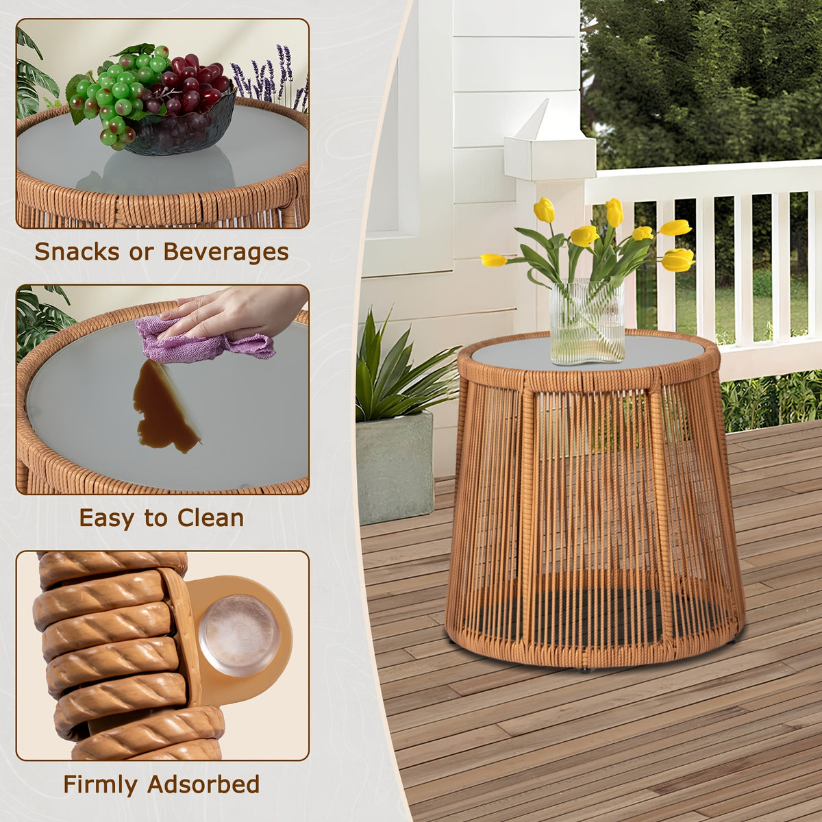 3pcs boho outdoor small patio furniture chair set beige