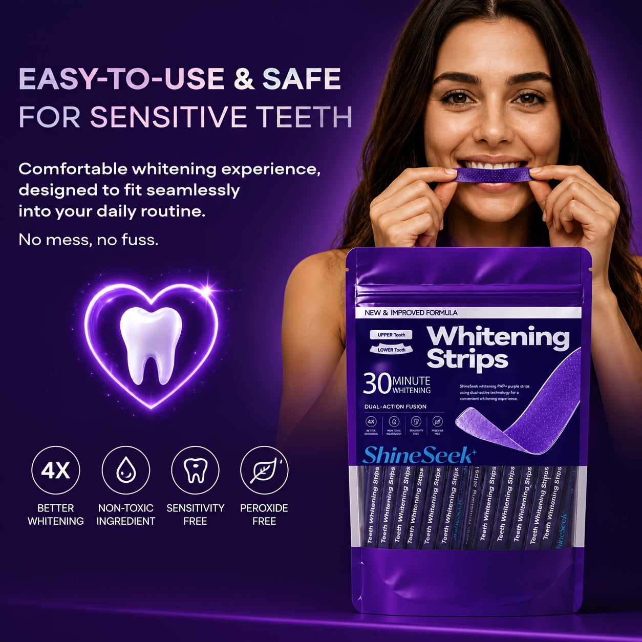 14pcs 7pairs 30 minute quick purple pap teeth strips