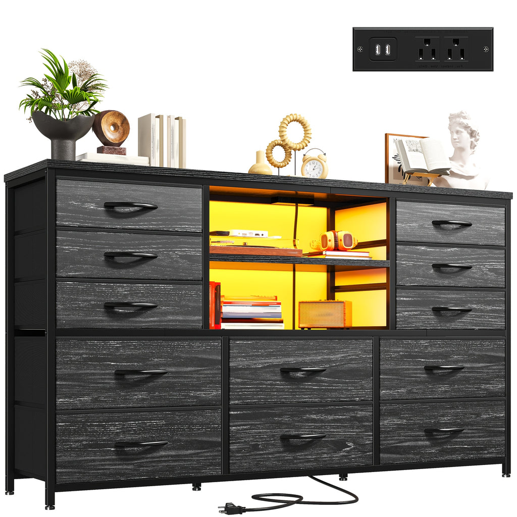 tv stand dresser 60tv entertainment center led lights power