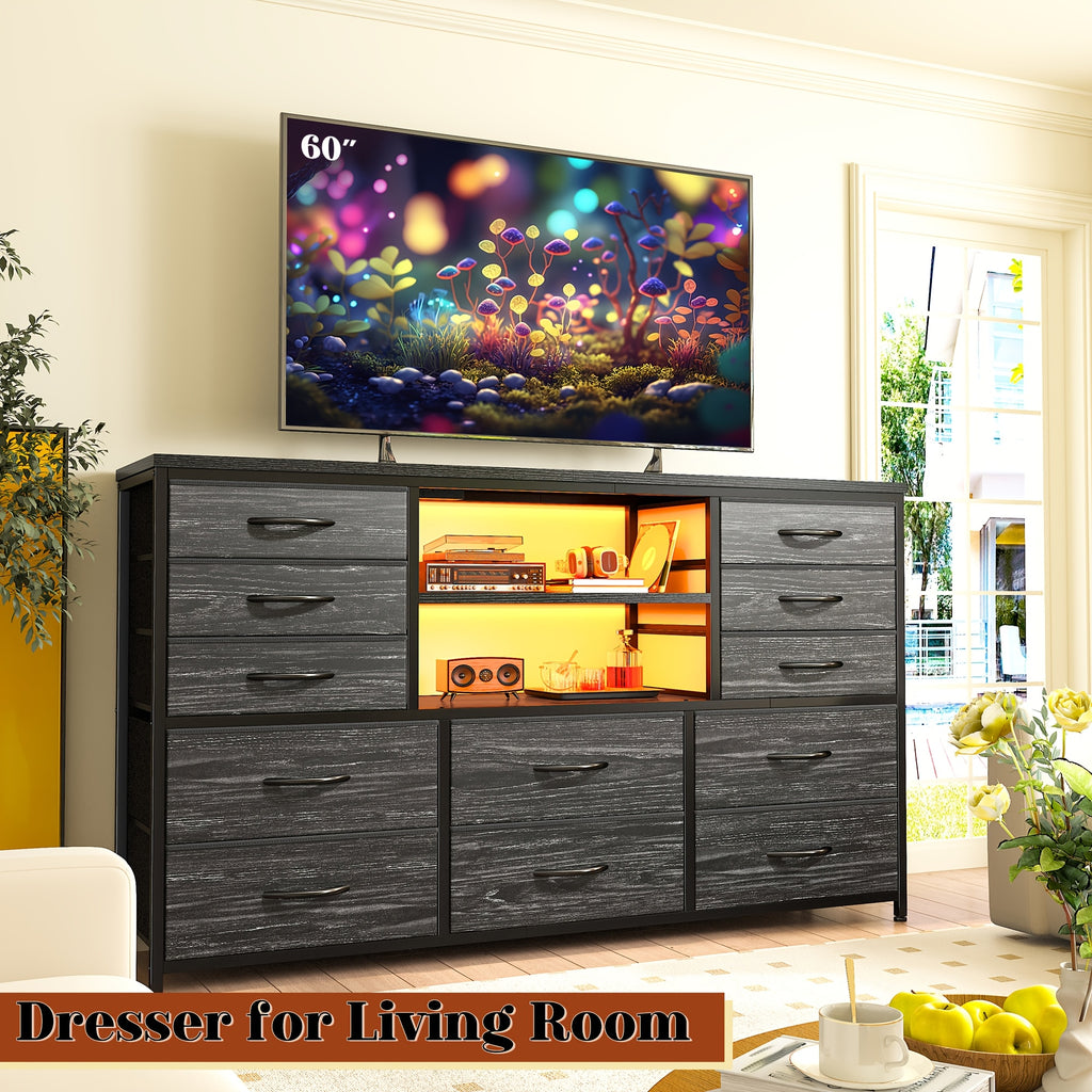 tv stand dresser 60tv entertainment center led lights power