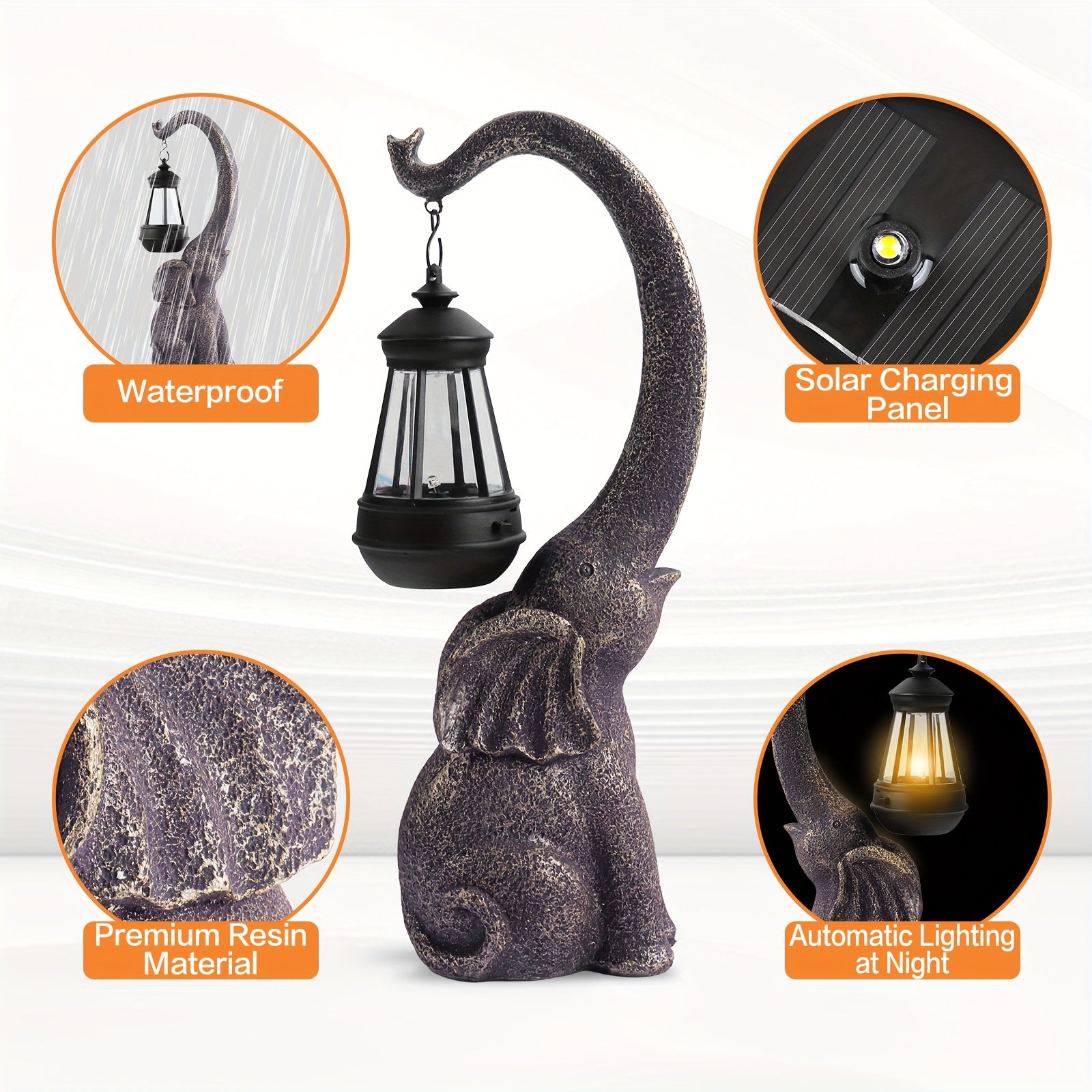 1 2pcs solar elephant statue outdoor garden crafts elephant