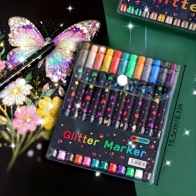 24 color dual tip glitter pens   fine tip