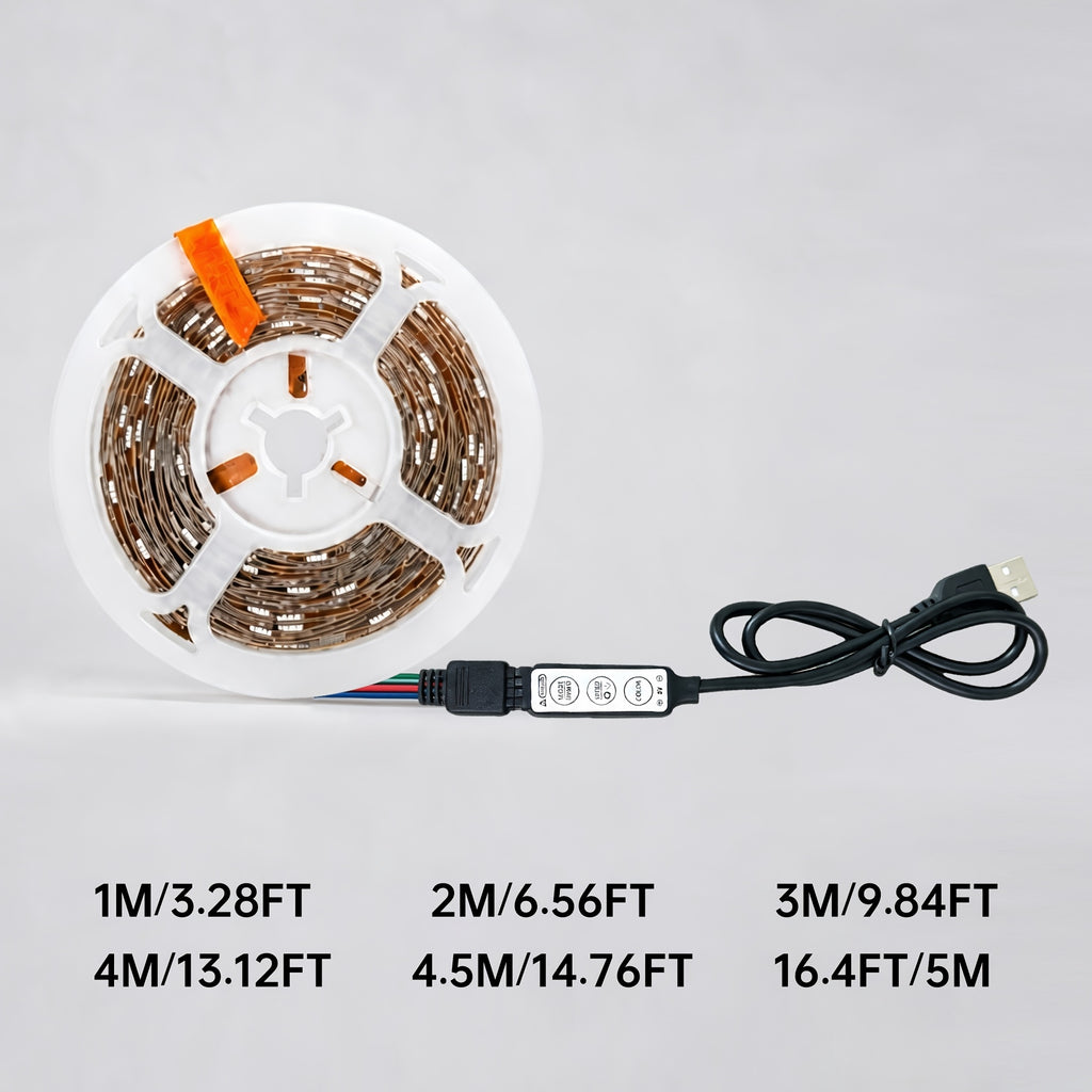 1 5m led tv background light strip three button control rgb