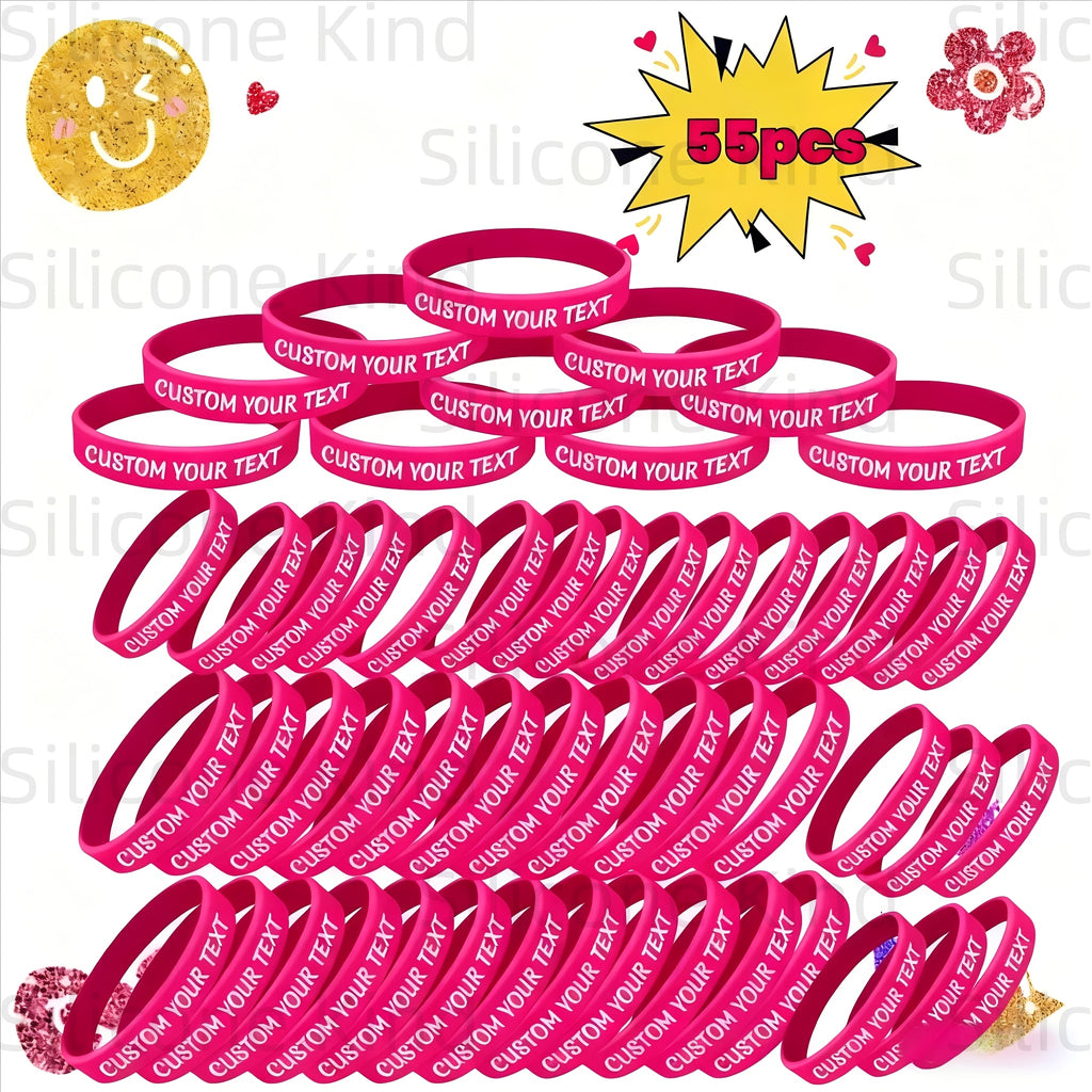 custom 55pcs inspirational quote rubber wristbands bulk