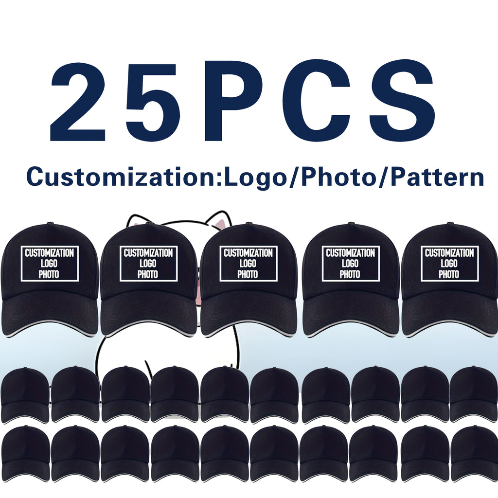 25pcs customizable     baseball caps adjustable