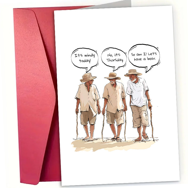 1 set funny elderly men birthday greeting card humorous day