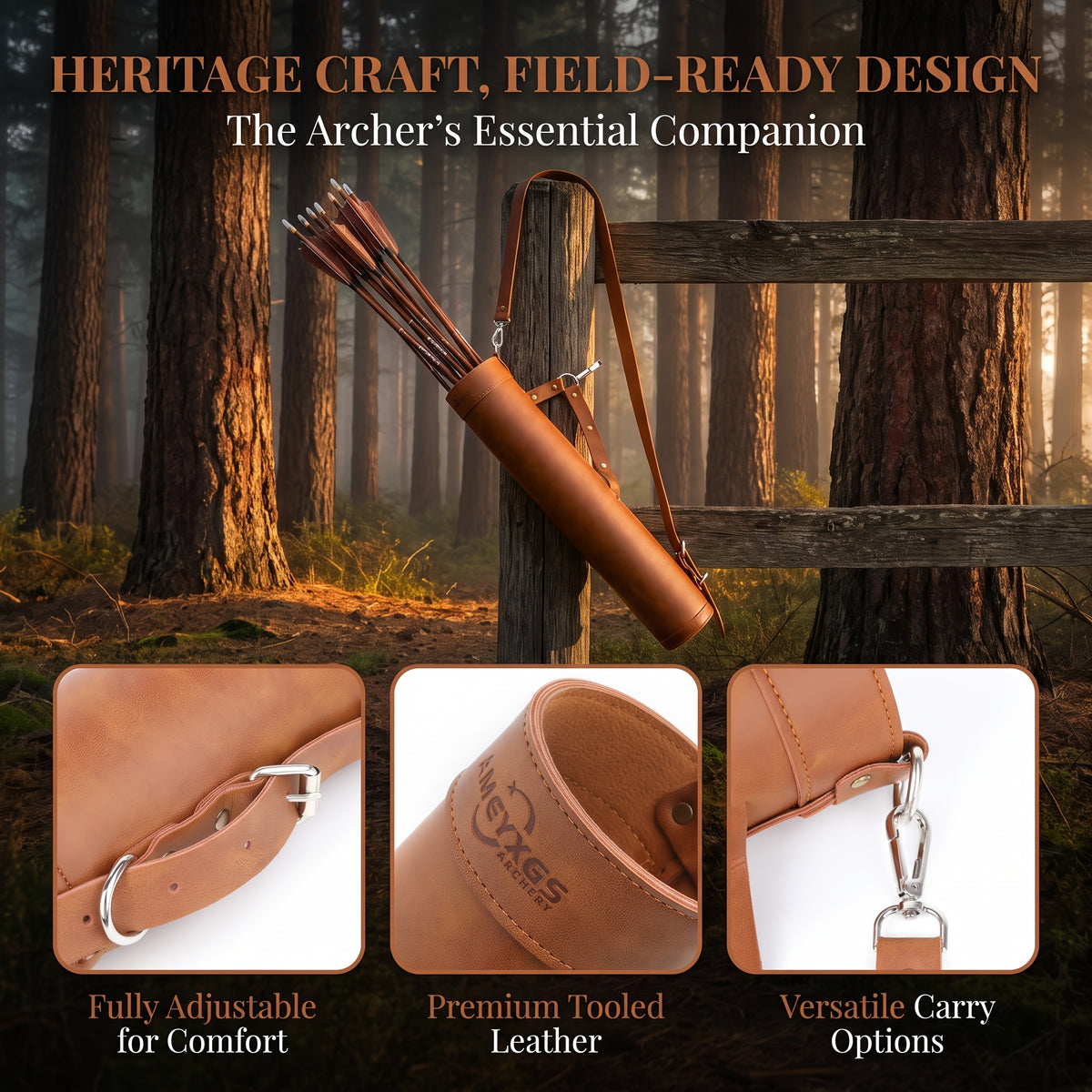 1pc ame brown arrow bag adjustable length archery equipment