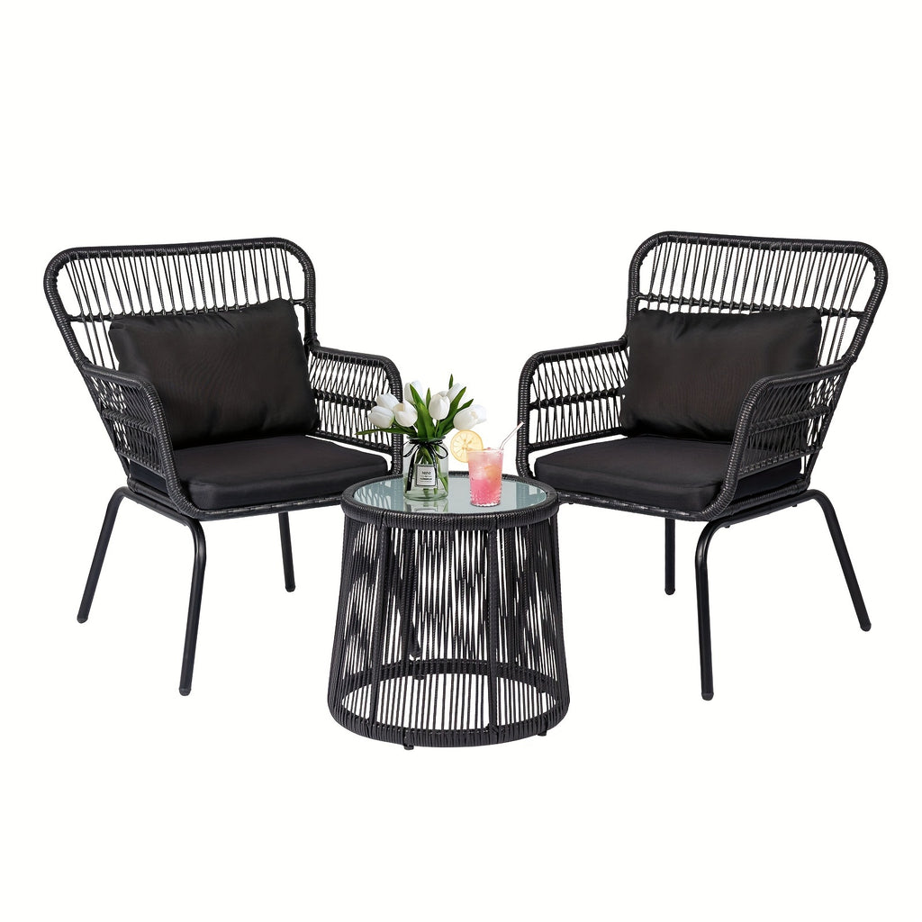 3pcs boho outdoor small patio furniture chair set beige