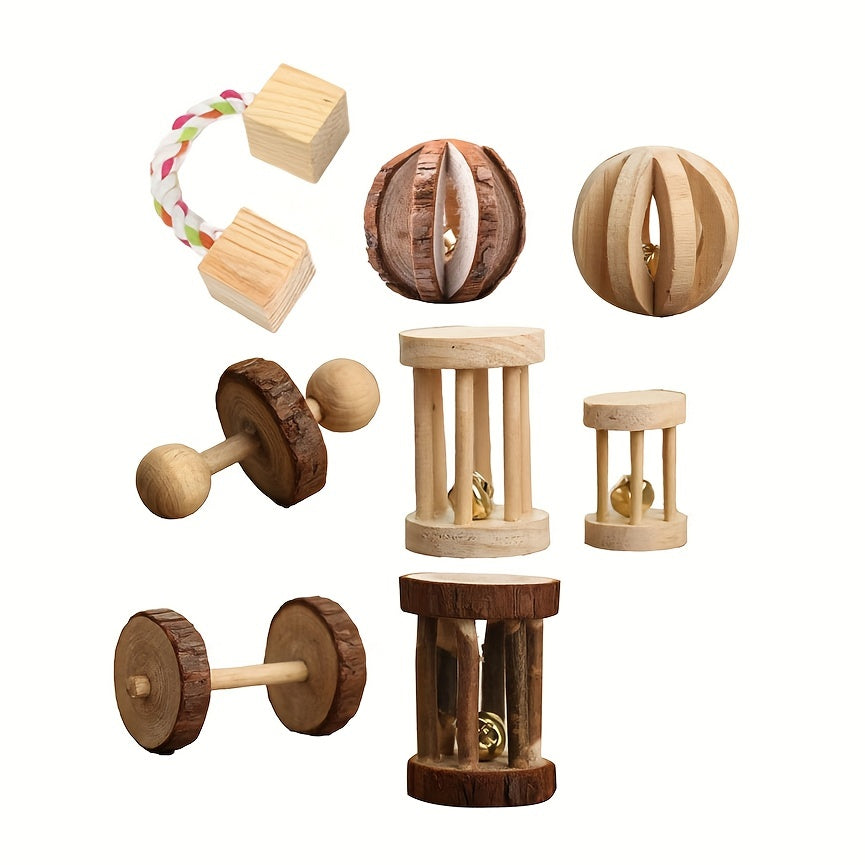 5pcs wooden pet toys set   long lasting toys hamsters