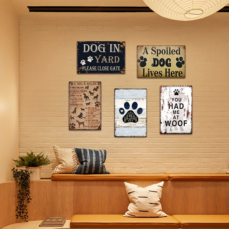 5pcs vintage dog breed metal wall art set retro 8x12 inch