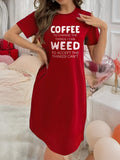 summer white heart print short sleeved crew neck night dress