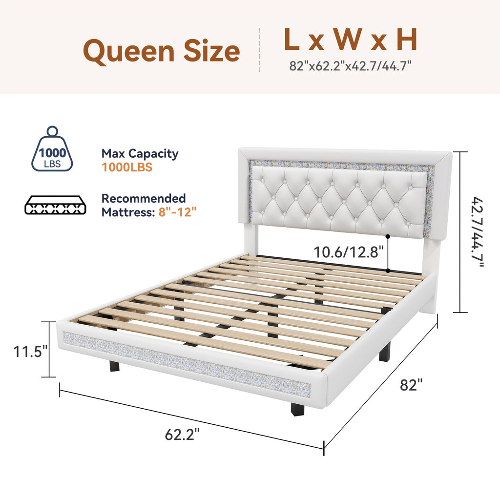 mraeer diamond quilted velvet silent full queen bed frame