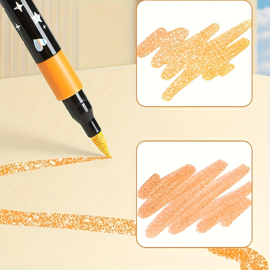 24 color dual tip glitter pens   fine tip