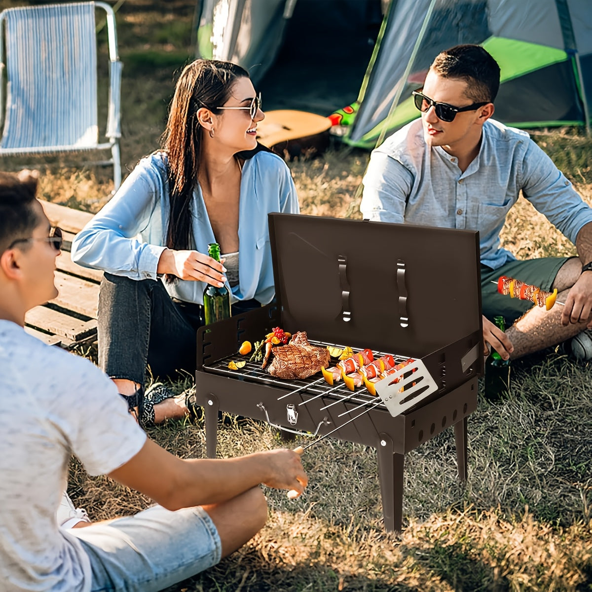 1pc portable charcoal grill heavy duty   structure