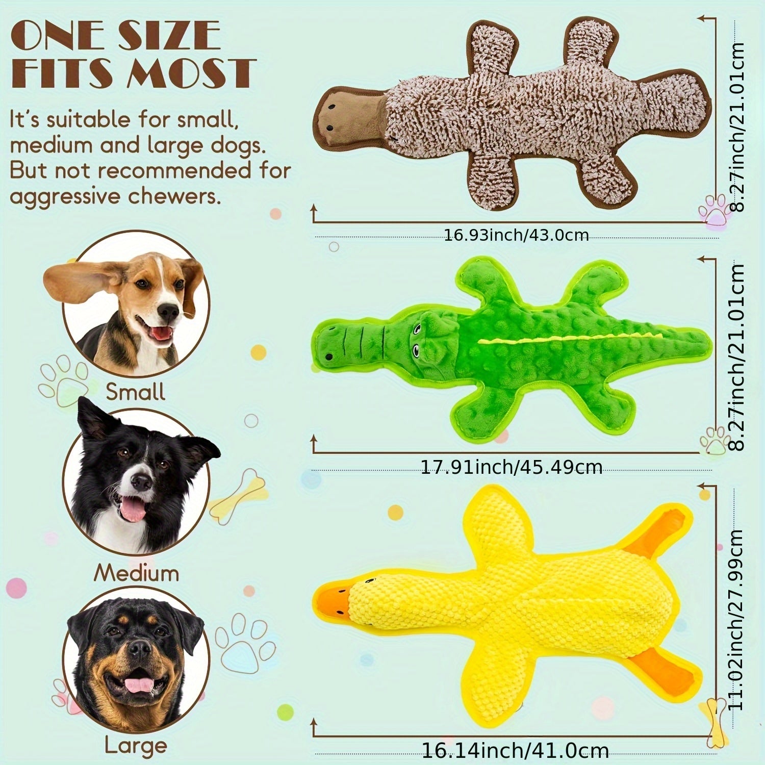 3pcs durable squeaky dog chew toys no stuffing interactive