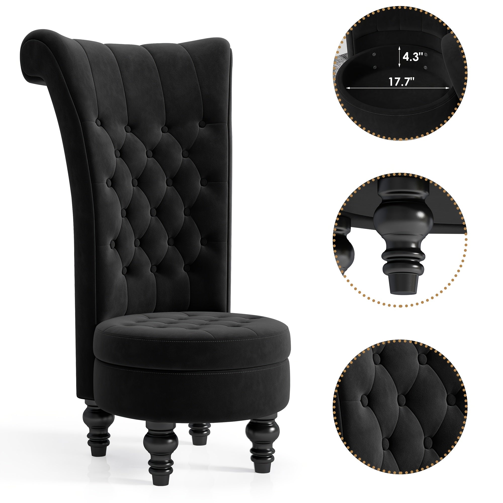 back chair velvet armless accent chair button