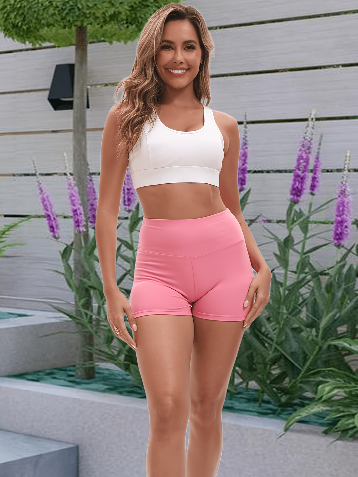 1 pack high elastic waistband   shorts 2 button
