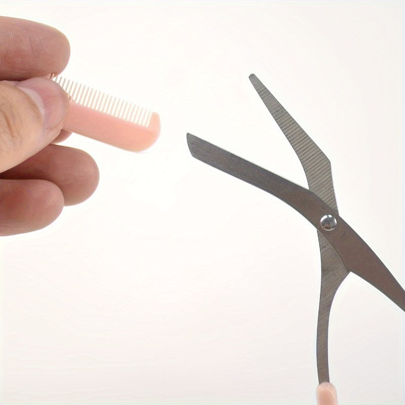 1 stainless steel eyebrow comb built in scissors 1 random