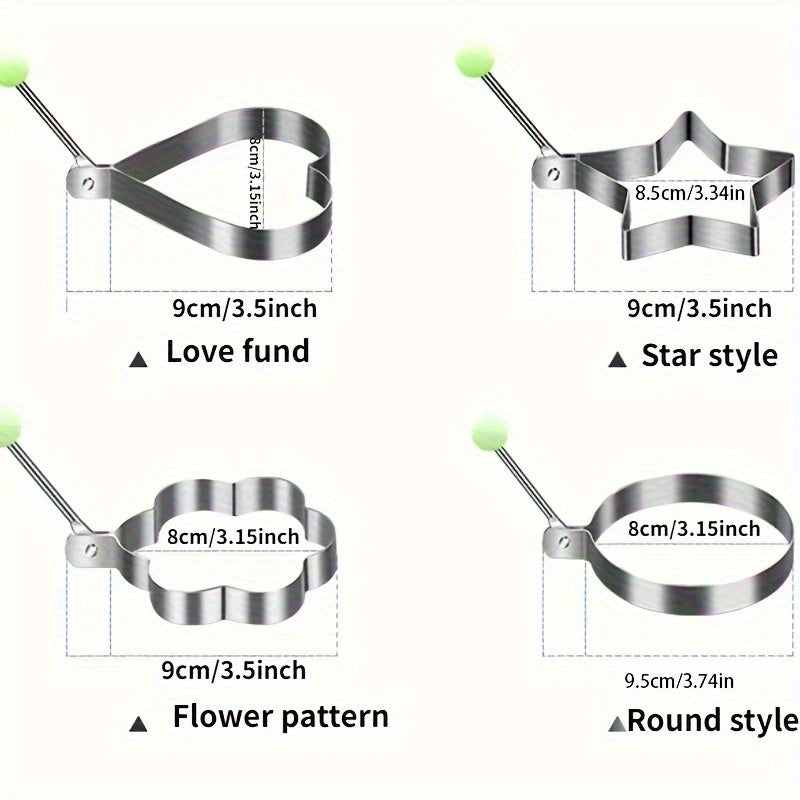 4pcs stainless steel egg mold set   flower round