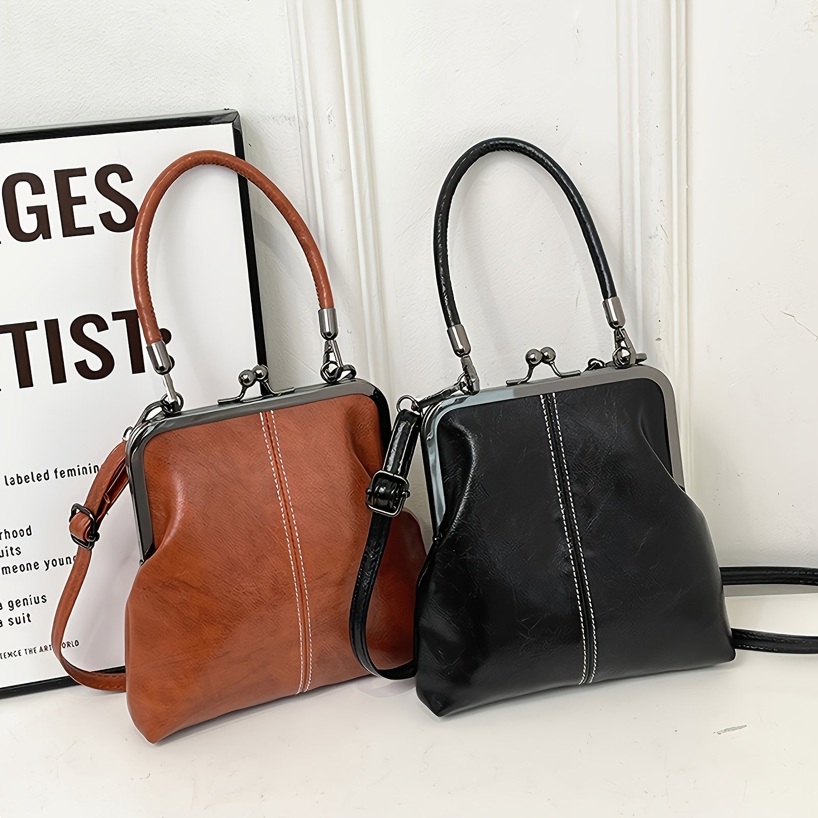 1 elegant faux leather crossbody bag suitable women vintage
