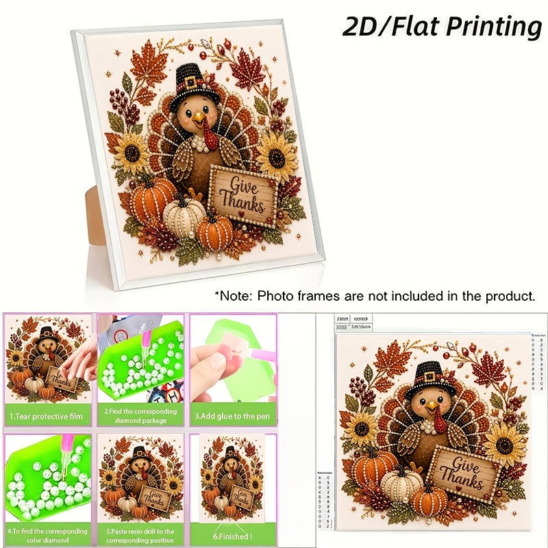 new diy colorful diamond painting kit thanksgiving turkey