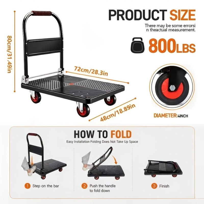 heavy duty folding hand truck 660 800 lbs capacity frame 360