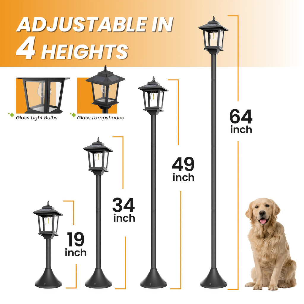 2pcs solar outdoor lamp post pole lights built in lithium