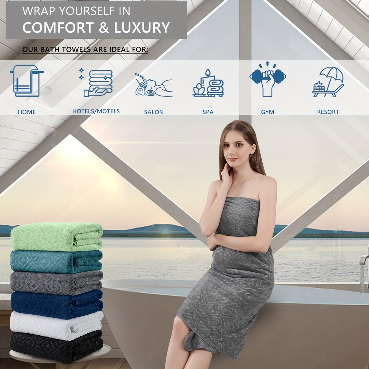 8pcs extra large bath towel ultra soft thick bath towel
