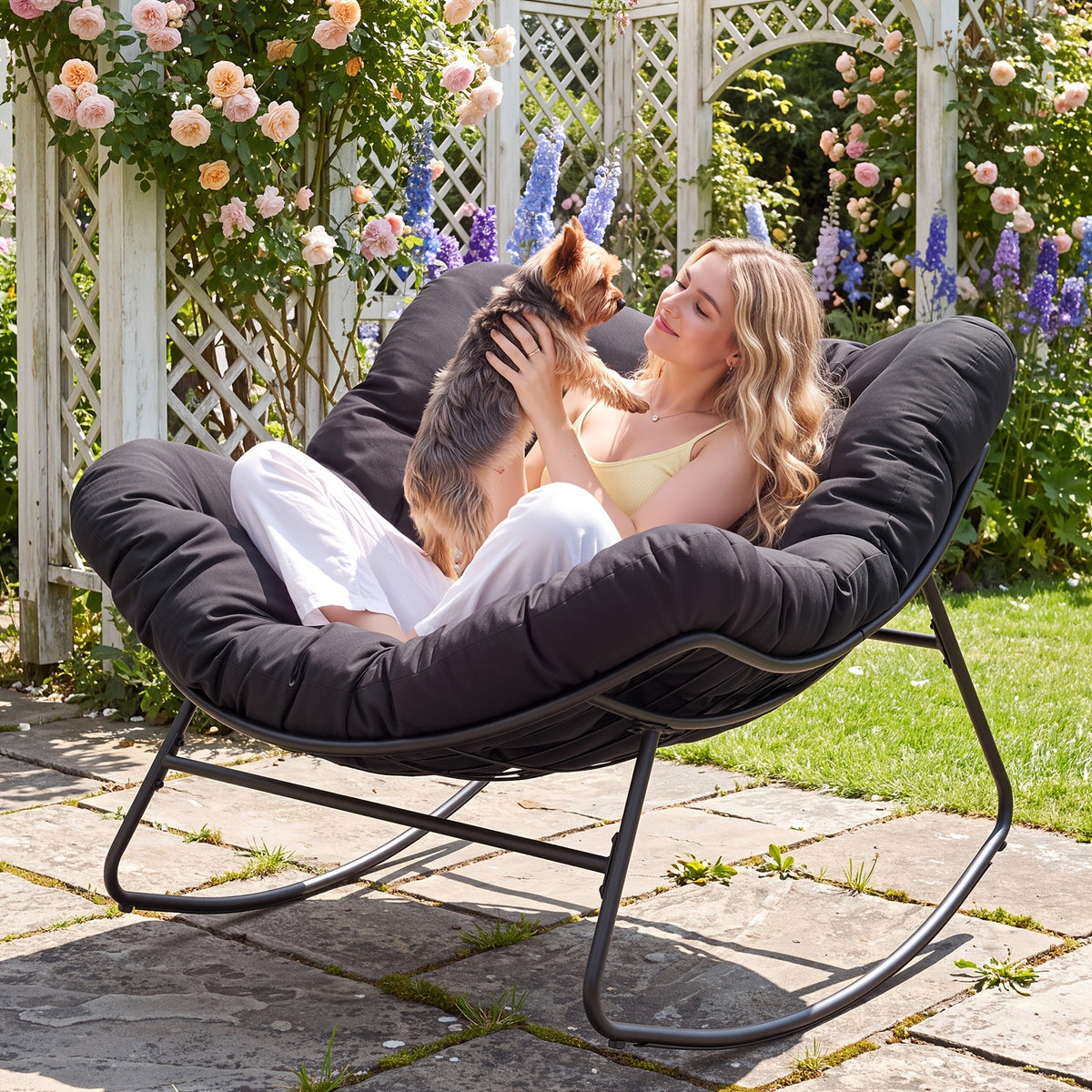 outdoor papasan rocking chair 450 lbs oversized comfy patio