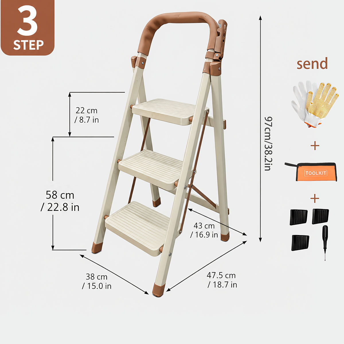 durable folding ladder 350 lbs capacity durable lightweight