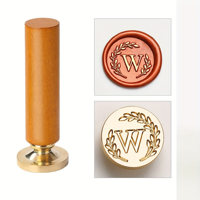 1 set retro letter wax sealing set yellow wooden handle wax