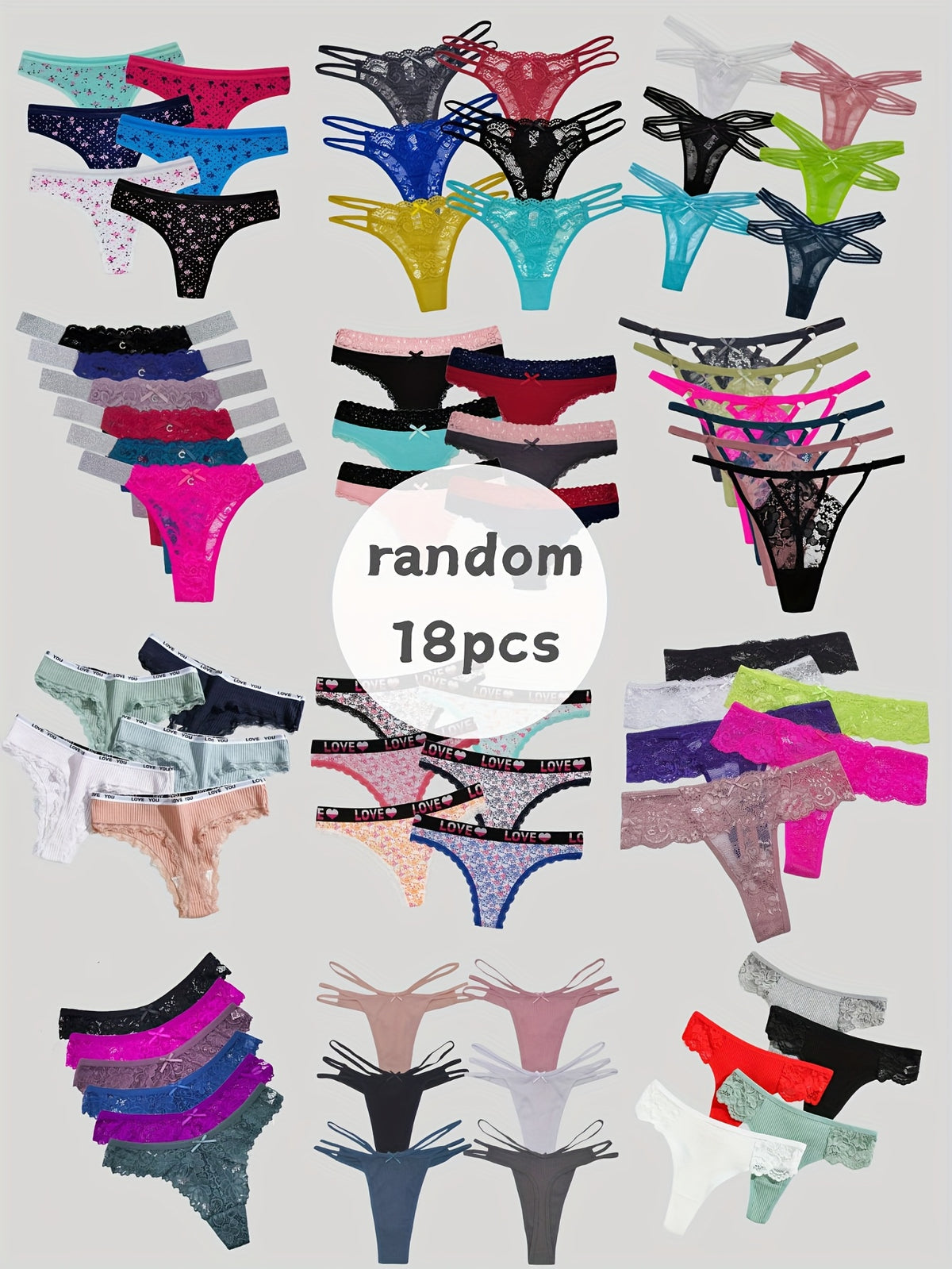 18pcs random assorted lace tanga     comfortable