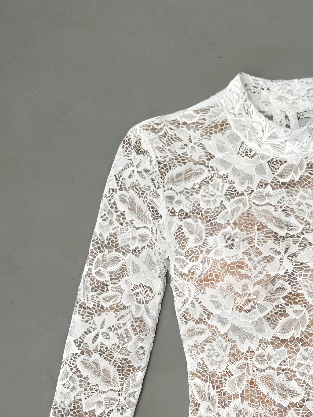 womens   long sleeve lace bodysuit high neck long sleeve
