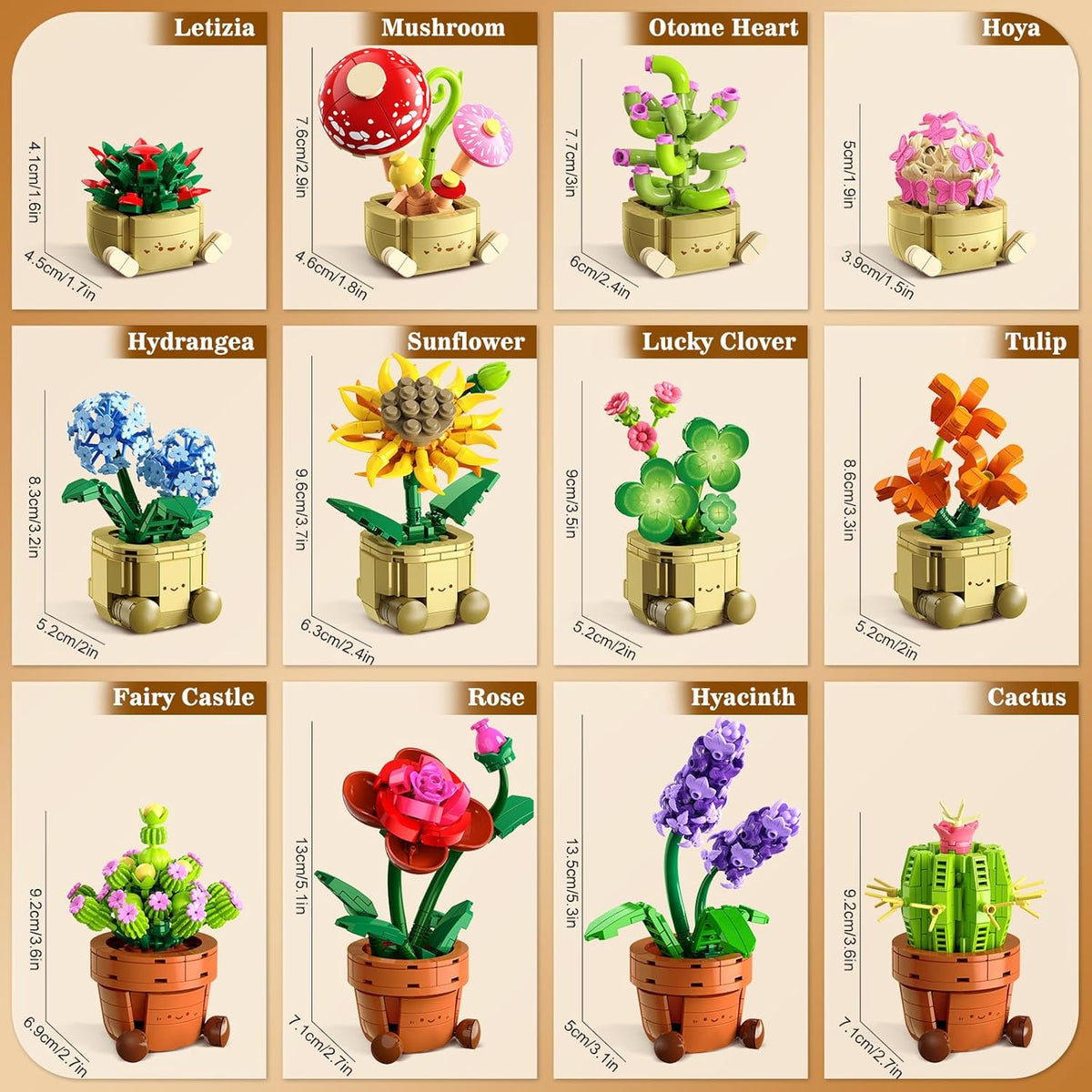 flowers plants mini building set   1697pcs botanical