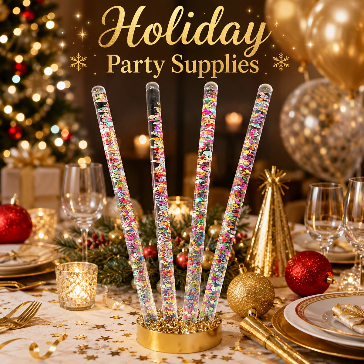 party supplies centerpieces 4pcs glitter wands sticks 30cm