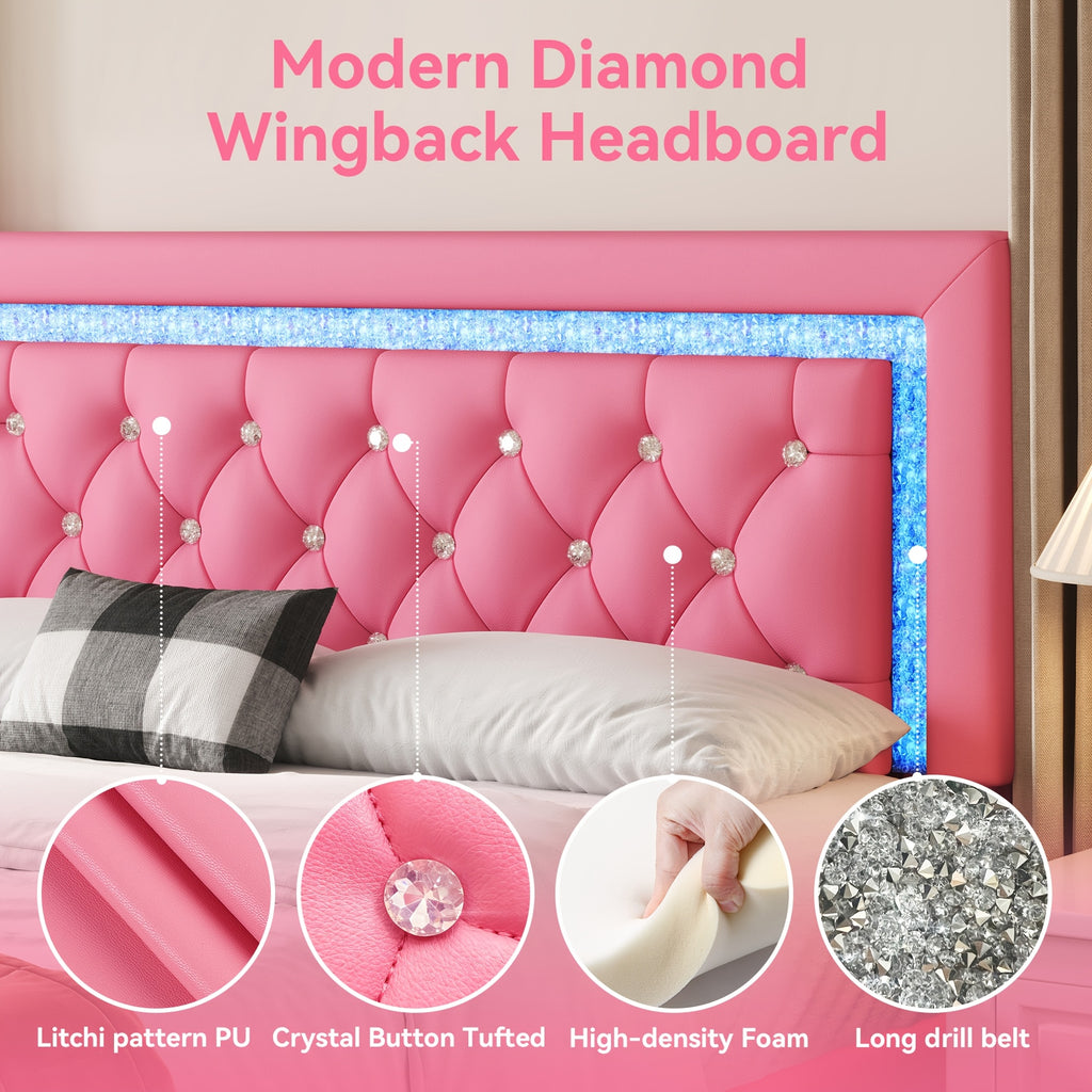mraeer diamond quilted velvet silent full queen bed frame