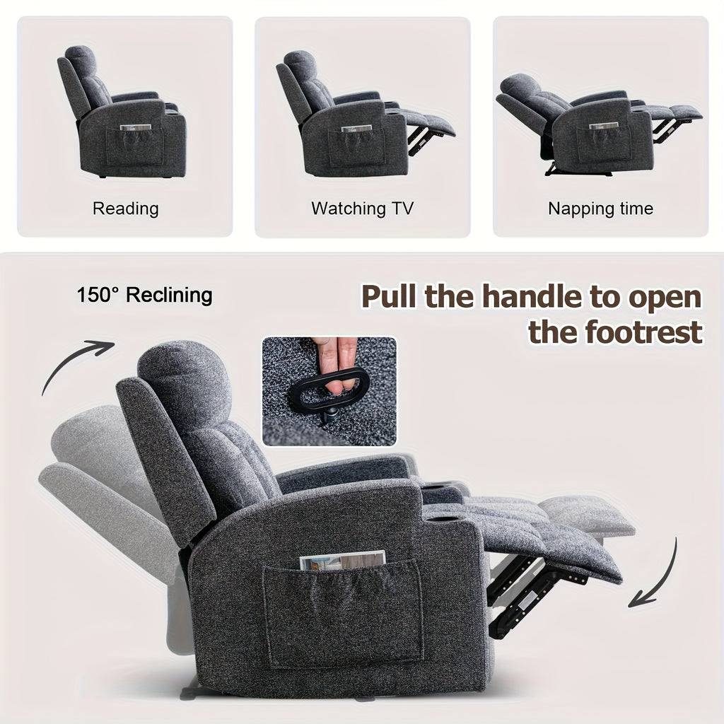 manual recliner chair massage heat ergonomic