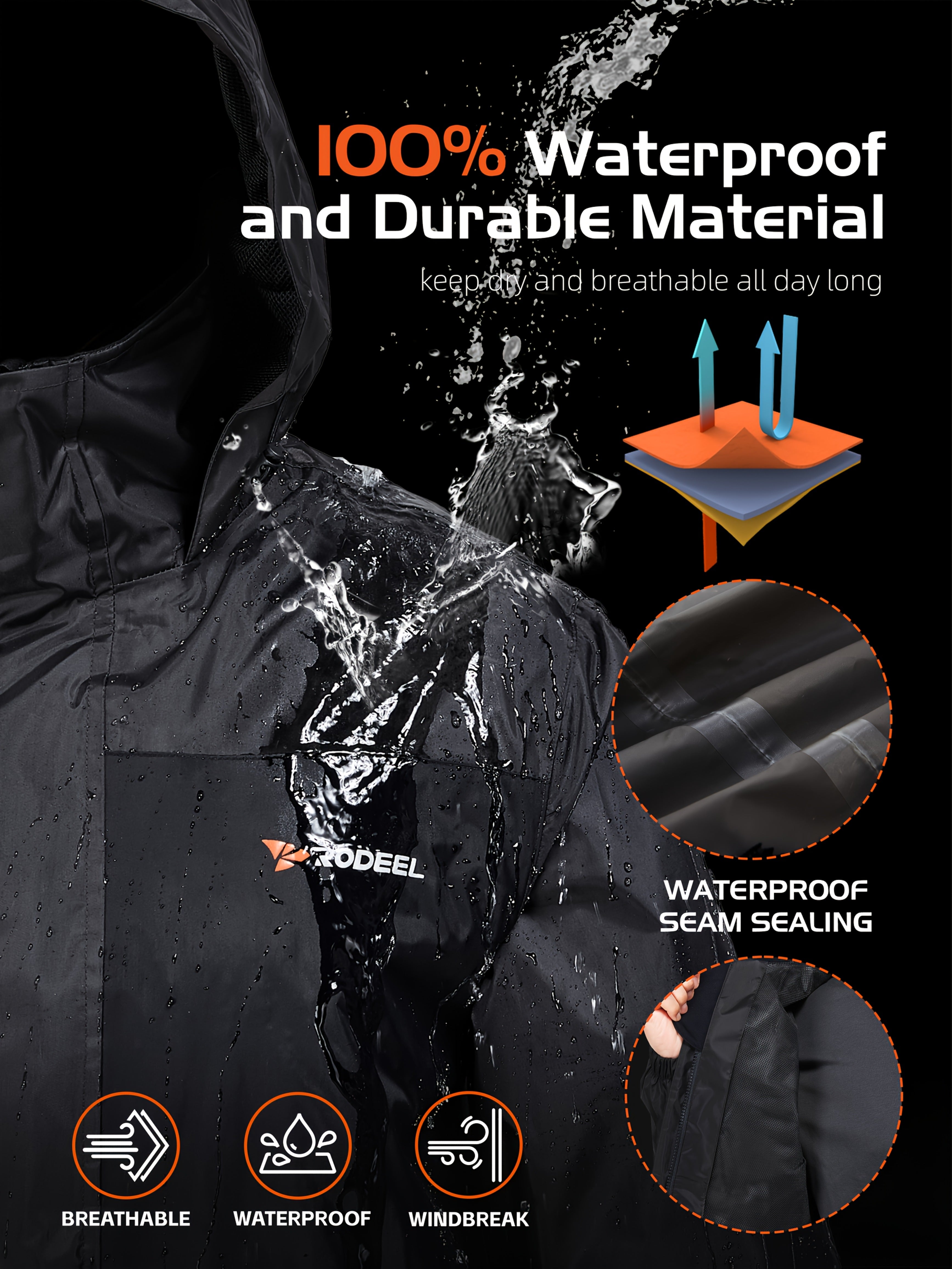 waterproof raincoat set mens windproof jacket pants