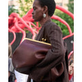luxury inspired niche design large clasp closure clutch bag