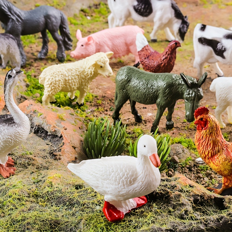 12pcs miniature farm animal simulation models including mini
