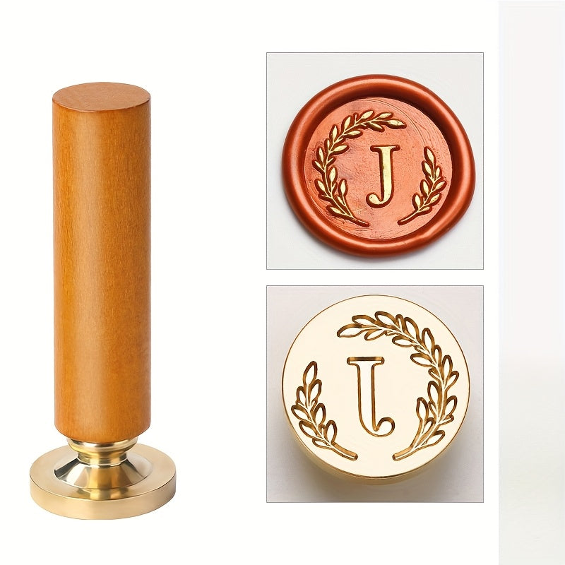 1 set retro letter wax sealing set yellow wooden handle wax