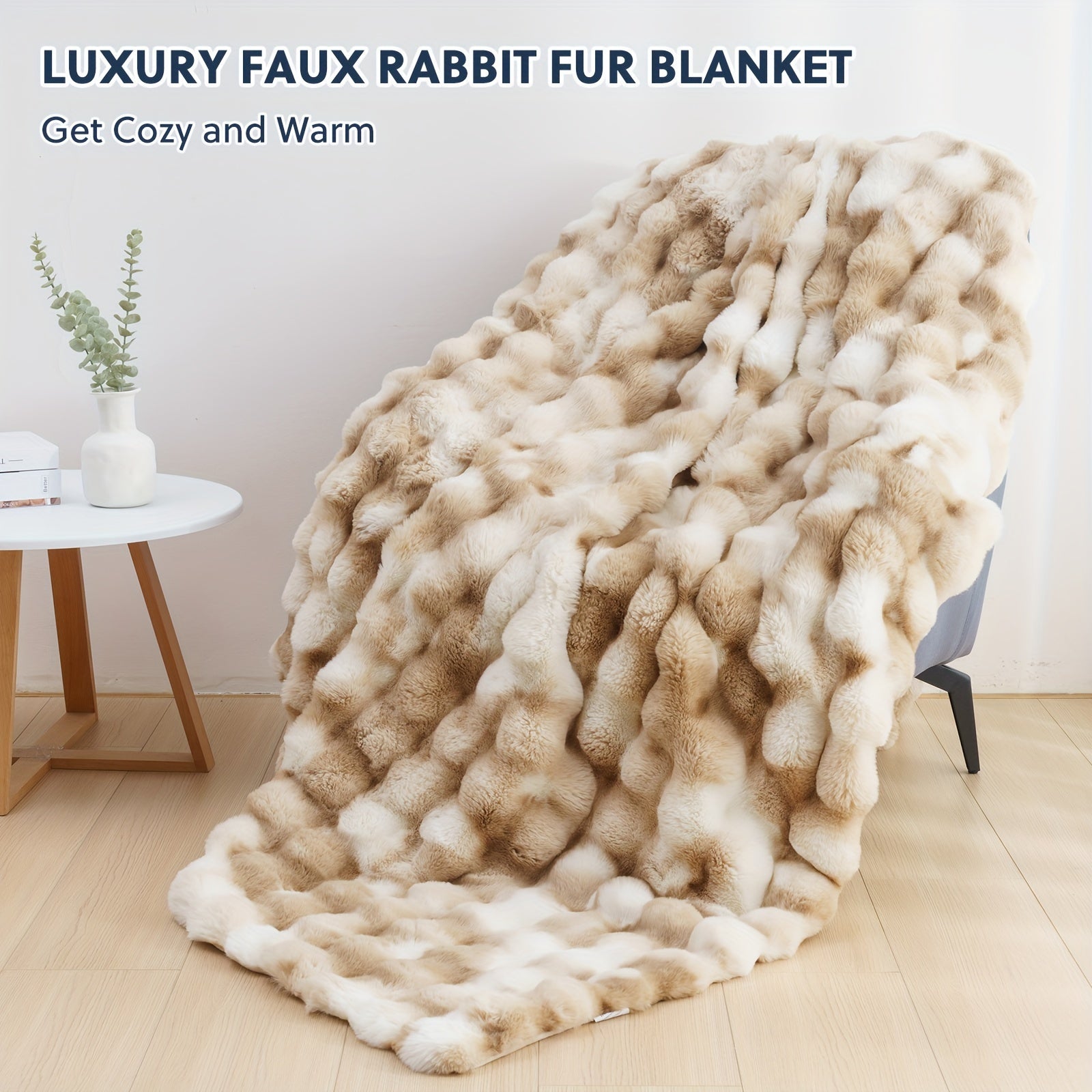 1pc orhopui   rabbit fleece blanket soft warm throw